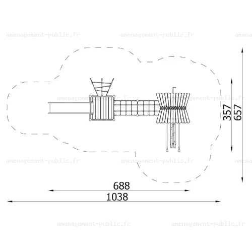 Structure pour aires de jeux extérieurs en bois de robinier